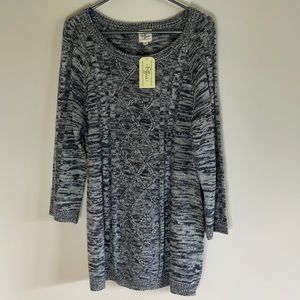 Effeci NWT Womens XL Chunky Knit Sweater Navy and Gray